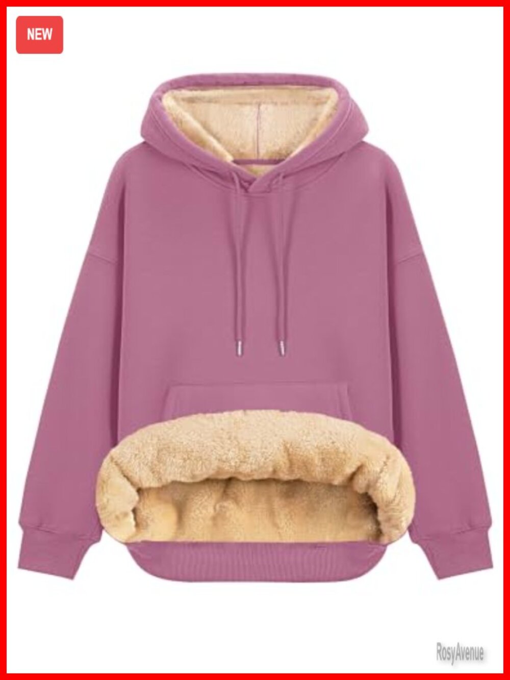 Sherpa Lined Hoodie Cotton Shell Fleece Pullover Warm Winter Loose